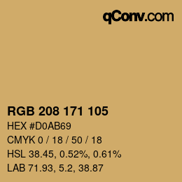 Color code: RGB 208 171 105 | qconv.com