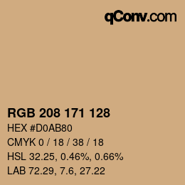 Color code: RGB 208 171 128 | qconv.com