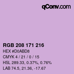 Color code: RGB 208 171 216 | qconv.com