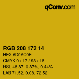 Color code: RGB 208 172 14 | qconv.com