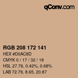 カラーコード: RGB 208 172 141 | qconv.com