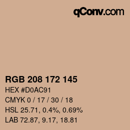 Color code: RGB 208 172 145 | qconv.com