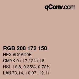 Color code: RGB 208 172 158 | qconv.com