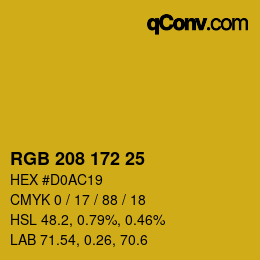Color code: RGB 208 172 25 | qconv.com