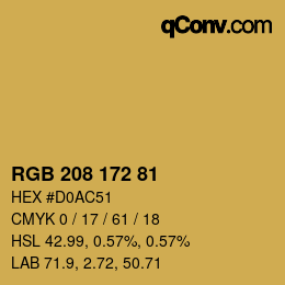 Color code: RGB 208 172 81 | qconv.com