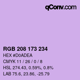 カラーコード: RGB 208 173 234 | qconv.com