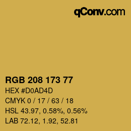 颜色代码: RGB 208 173 77 | qconv.com