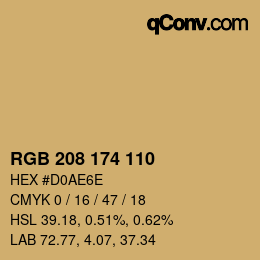 Color code: RGB 208 174 110 | qconv.com