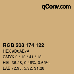 Color code: RGB 208 174 122 | qconv.com