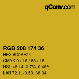 Color code: RGB 208 174 36 | qconv.com