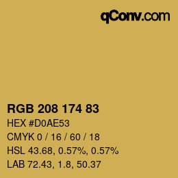 Color code: RGB 208 174 83 | qconv.com