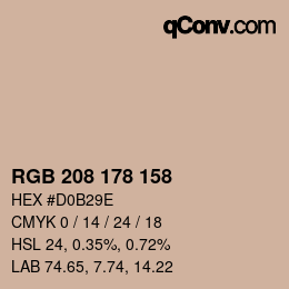 Farbcode: RGB 208 178 158 | qconv.com