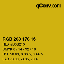カラーコード: RGB 208 178 16 | qconv.com