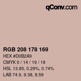 Color code: RGB 208 178 169 | qconv.com