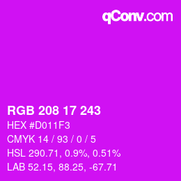 Color code: RGB 208 17 243 | qconv.com