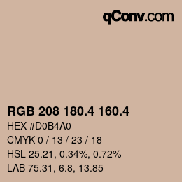 カラーコード: RGB 208 180.4 160.4 | qconv.com