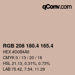 カラーコード: RGB 208 180.4 165.4 | qconv.com