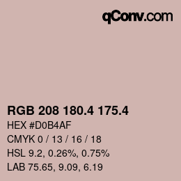 カラーコード: RGB 208 180.4 175.4 | qconv.com