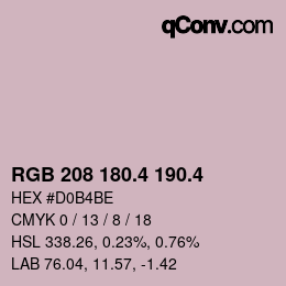 カラーコード: RGB 208 180.4 190.4 | qconv.com