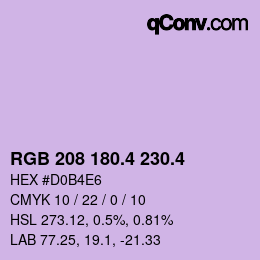 カラーコード: RGB 208 180.4 230.4 | qconv.com