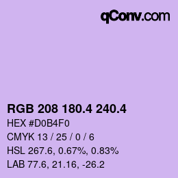 カラーコード: RGB 208 180.4 240.4 | qconv.com