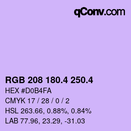 カラーコード: RGB 208 180.4 250.4 | qconv.com