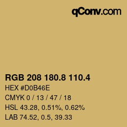 カラーコード: RGB 208 180.8 110.4 | qconv.com