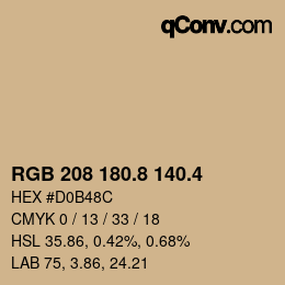 カラーコード: RGB 208 180.8 140.4 | qconv.com