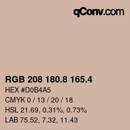 カラーコード: RGB 208 180.8 165.4 | qconv.com