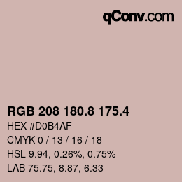 カラーコード: RGB 208 180.8 175.4 | qconv.com