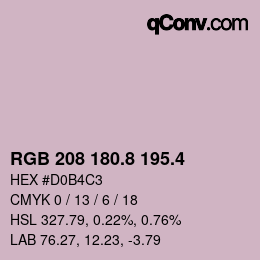 カラーコード: RGB 208 180.8 195.4 | qconv.com