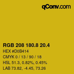 カラーコード: RGB 208 180.8 20.4 | qconv.com