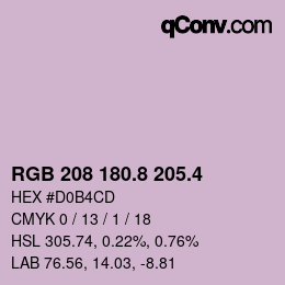 カラーコード: RGB 208 180.8 205.4 | qconv.com