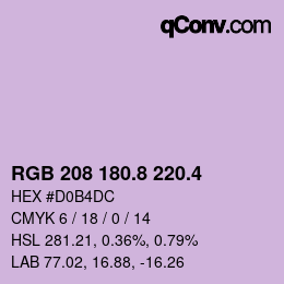 カラーコード: RGB 208 180.8 220.4 | qconv.com