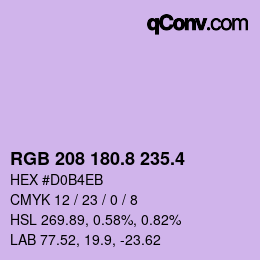 カラーコード: RGB 208 180.8 235.4 | qconv.com