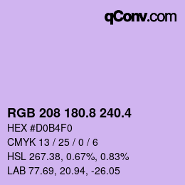 カラーコード: RGB 208 180.8 240.4 | qconv.com