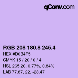 カラーコード: RGB 208 180.8 245.4 | qconv.com
