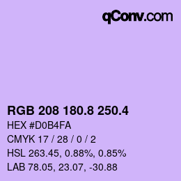 カラーコード: RGB 208 180.8 250.4 | qconv.com