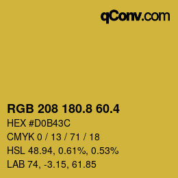 カラーコード: RGB 208 180.8 60.4 | qconv.com