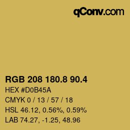 カラーコード: RGB 208 180.8 90.4 | qconv.com