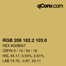 カラーコード: RGB 208 182.2 103.6 | qconv.com