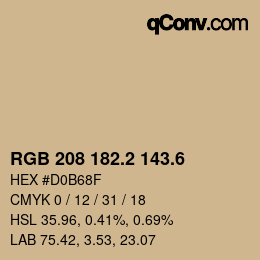 カラーコード: RGB 208 182.2 143.6 | qconv.com