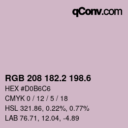 カラーコード: RGB 208 182.2 198.6 | qconv.com