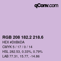 カラーコード: RGB 208 182.2 218.6 | qconv.com