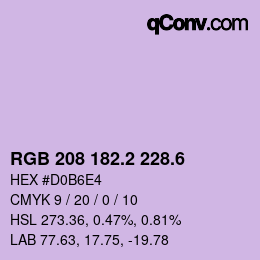 カラーコード: RGB 208 182.2 228.6 | qconv.com