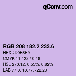カラーコード: RGB 208 182.2 233.6 | qconv.com