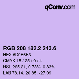 カラーコード: RGB 208 182.2 243.6 | qconv.com