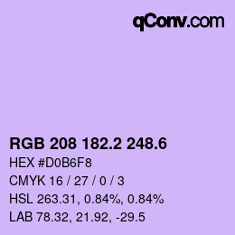 カラーコード: RGB 208 182.2 248.6 | qconv.com