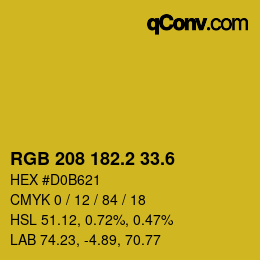 カラーコード: RGB 208 182.2 33.6 | qconv.com