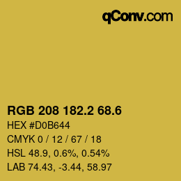 カラーコード: RGB 208 182.2 68.6 | qconv.com